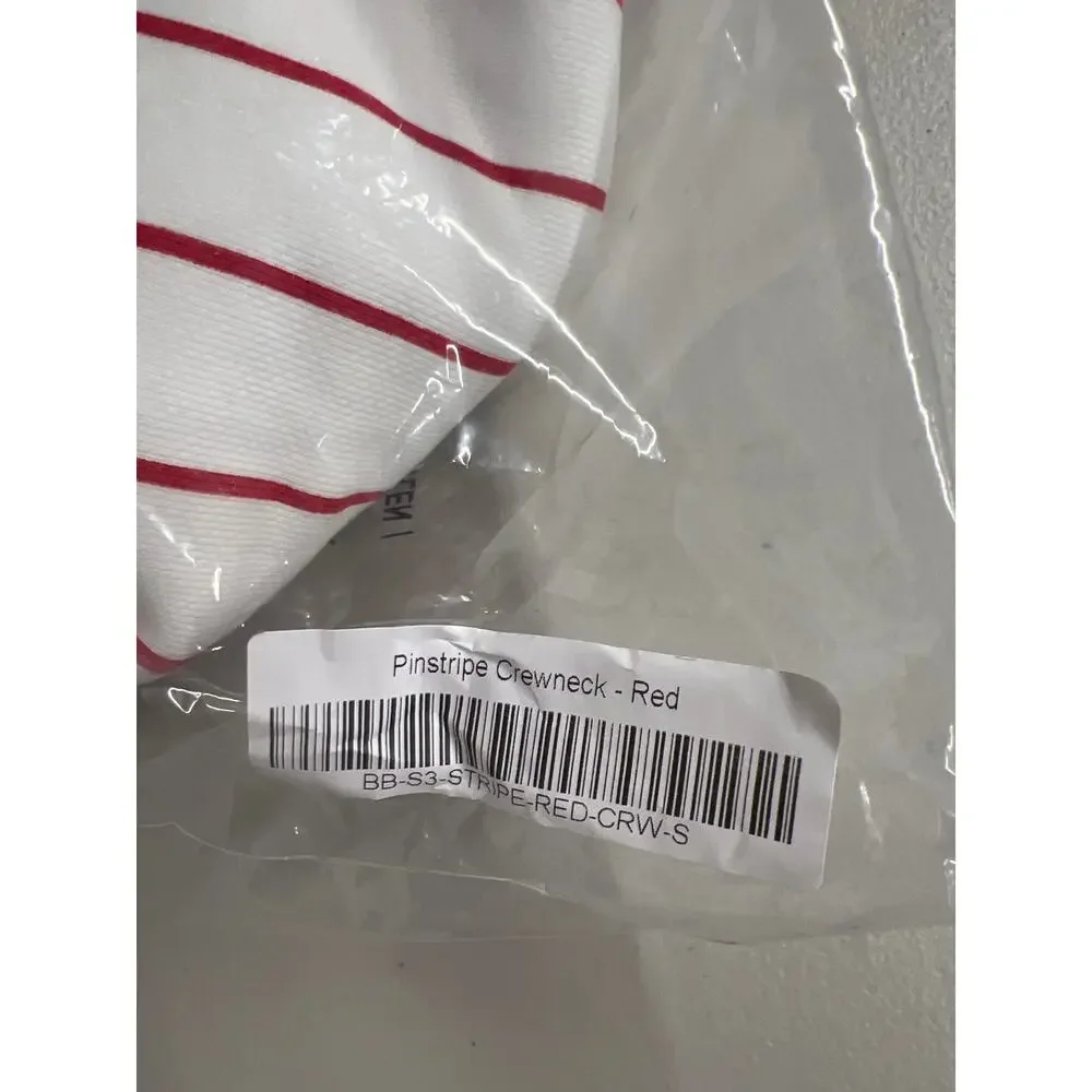 Bogey Boys Sz SM Red White Pinstripe Crewneck Golf Sweatshirt